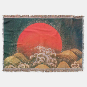 AMETERASU, SUN GODDESS Red Brown Black Throw Blanket