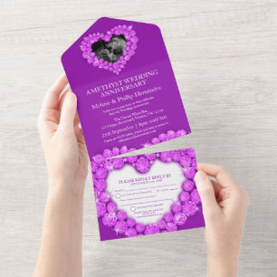 Amethyst 6th wedding anniversary photo purple all in one invitation