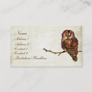 Amethyst & Amber  Owl Business Card/Tags Card