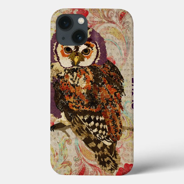 Amethyst & Amber Owl Floral  iPad Case (Back)