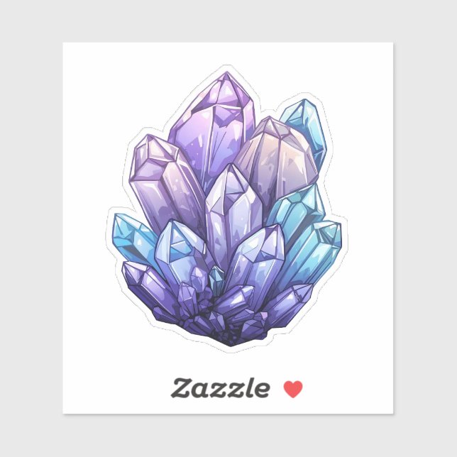 Amethyst and Aqua Crystal Cluster Art Sticker (Sheet)
