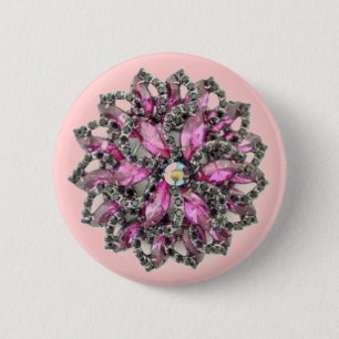 Amethyst and Black Diamonds - pink background 6 Cm Round Badge