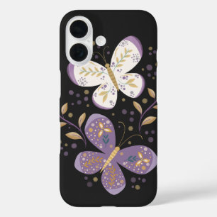 Amethyst and Gold Butterflies iPhone 16 Case