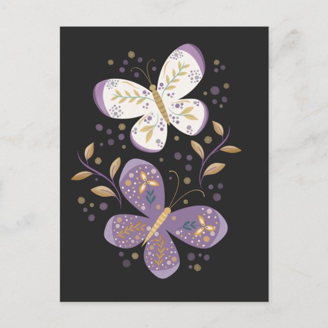 Amethyst and Gold Butterflies  Postcard (Front)
