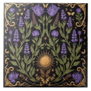 Amethyst and Gold Solstice Ceramic Tile