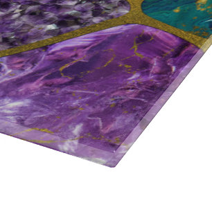 Amethyst and Green Marble Gold Cutting Board