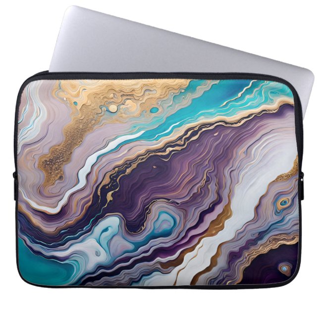 Amethyst and Turquoise Abstract  Laptop Sleeve (Front)