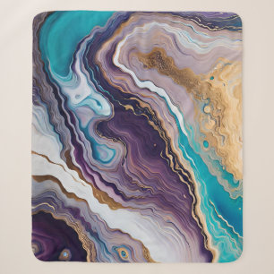 Amethyst and Turquoise Abstract Sherpa Blanket