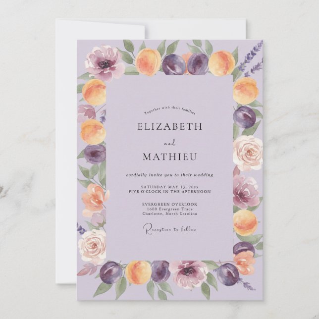 Amethyst Apricot Painted Wedding Invitation (Front)