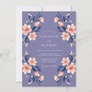 Amethyst Apricot Wildflower Wedding Invitation