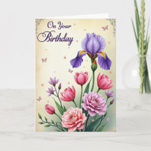 Amethyst Bloom Birthday Card