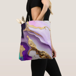 Amethyst & Blush Marble with Liquid Gold Tote Bag