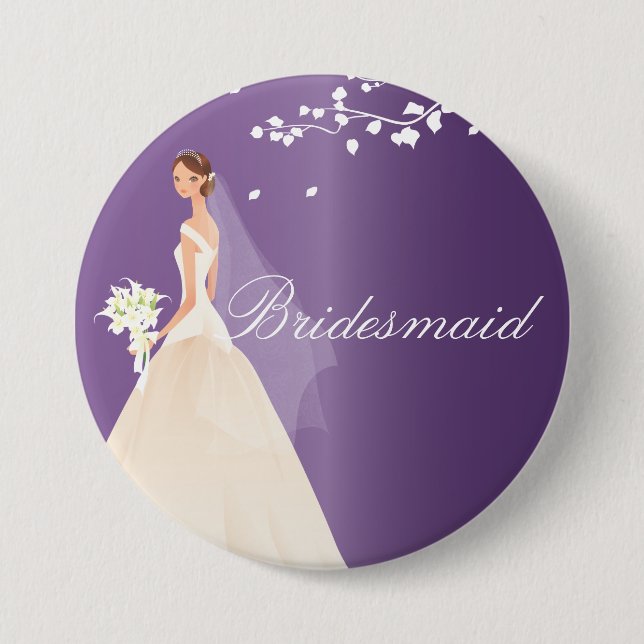 Amethyst Bride Bridesmaid Bridal Party  Button (Front)