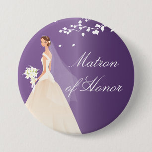 Amethyst Bride Matron Honour Bridal Party  Button
