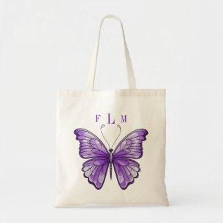 Amethyst Butterfly Monogram Tote Bag