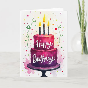 Amethyst Cake Birthday Card