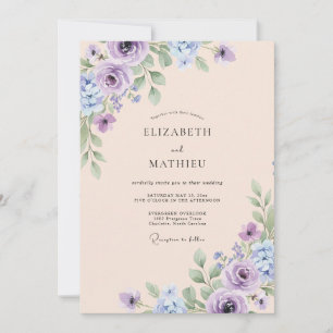 Amethyst Champagne Peony Wedding Invitation