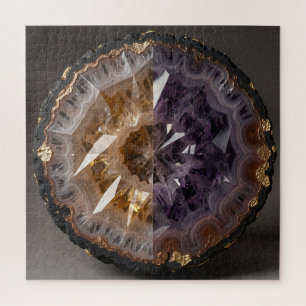 Amethyst Citrine Split Geode Crystal Luxury Jigsaw Puzzle