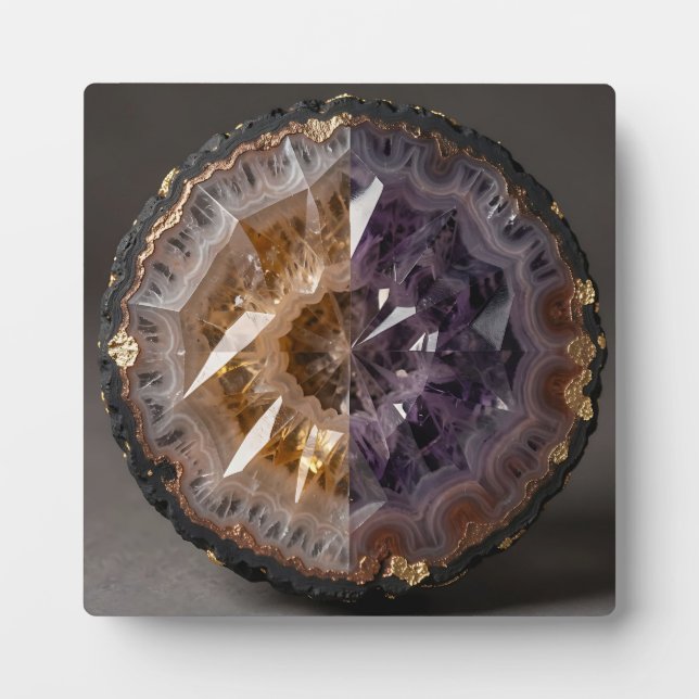 Amethyst Citrine Split Geode Crystal Luxury Plaque (Front)