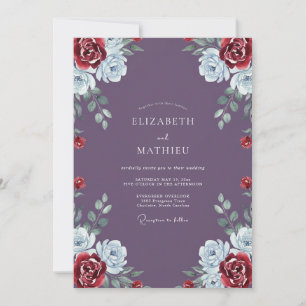 Amethyst Crimson Leaf Wedding Invitation