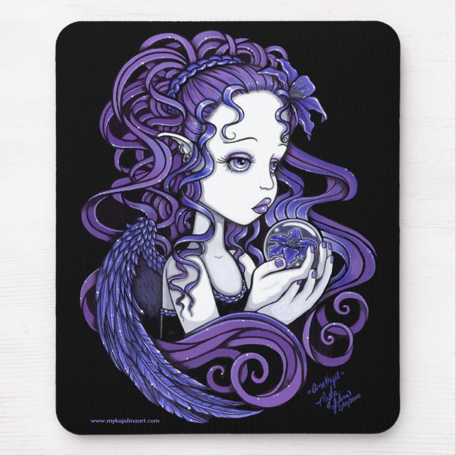 "Amethyst" Crystal Ball Angel Art Mousepad (Front)