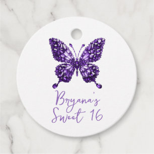 Amethyst Crystal Butterfly February Birthstone Favour Tags