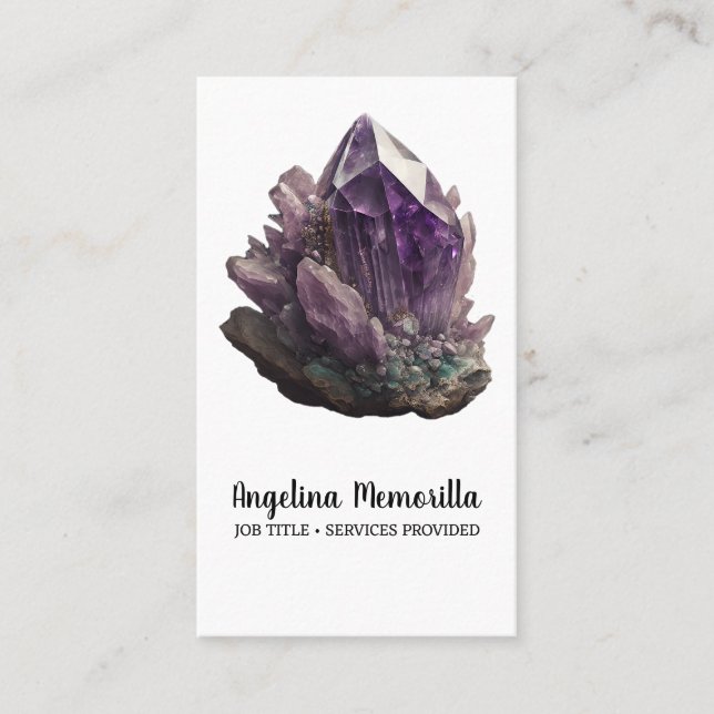 Amethyst Crystal Cluster Business Card (Front)
