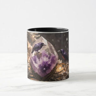 Amethyst Crystal - Crows Blackbird Ravens Mug