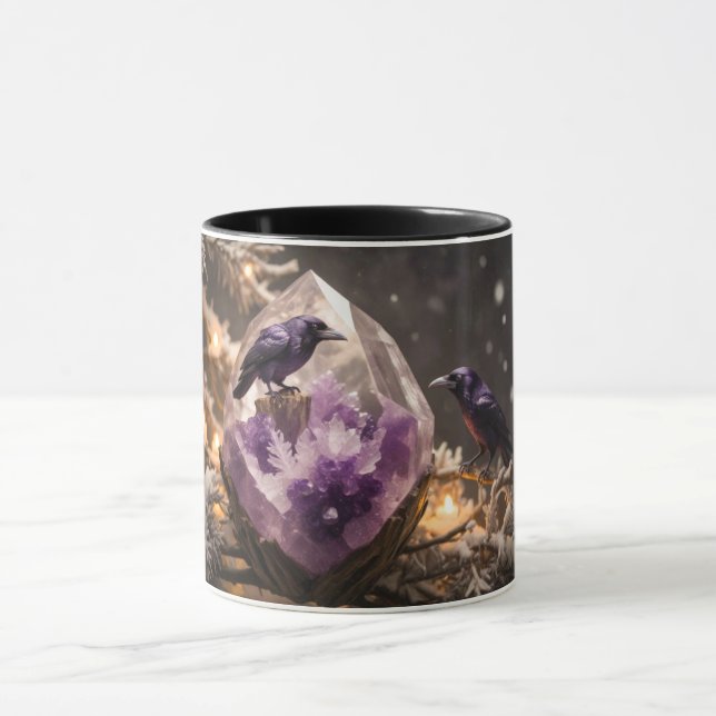 Amethyst Crystal - Crows Blackbird Ravens Mug (Center)