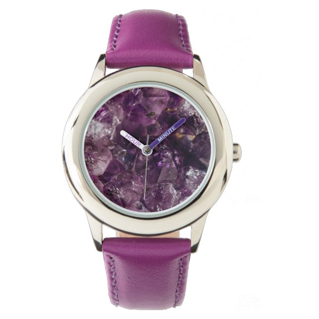Amethyst Crystal Energy Amethyst Quartz  Watch (Front)