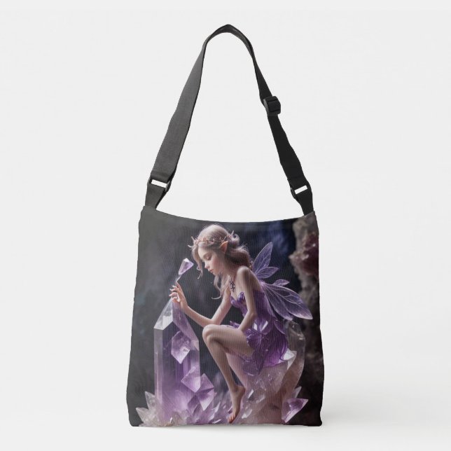 Amethyst Crystal Fantasy Fairy Princess Crossbody Bag (Front)