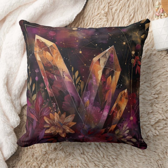Amethyst Crystal Galaxy Celestial Pattern Cushion (Blanket)