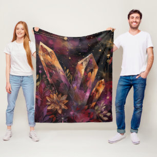 Amethyst Crystal Galaxy Celestial Pattern Fleece Blanket