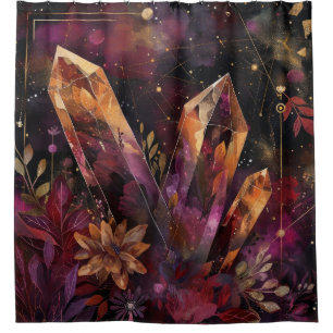 Amethyst Crystal Galaxy Celestial Pattern Shower Curtain