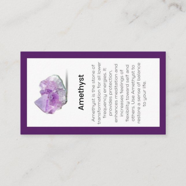 Amethyst Crystal Meaning Jewellery Display Card   (Front)