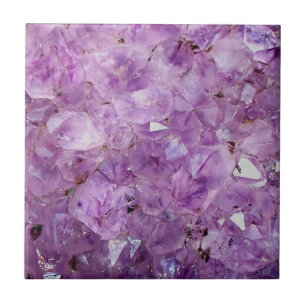 Amethyst crystals ceramic tile
