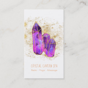*~*  Amethyst Crystals Cosmic Gold Glitter Stars Business Card
