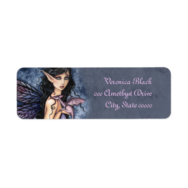 Amethyst Dragon Fairy Fantasy Art Labels (Front)