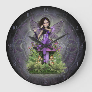 Amethyst Fairy ~ Magic Flute Large Clock