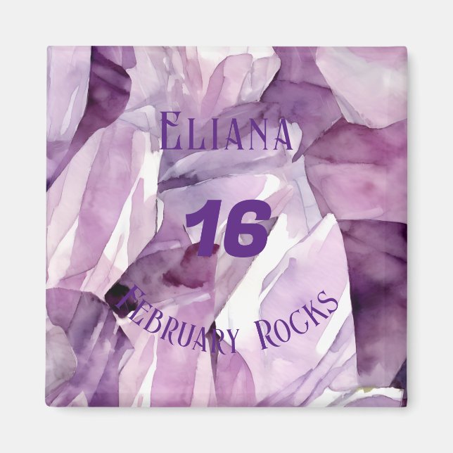Amethyst February Birthday Anniversary Custom Magnet (Front)