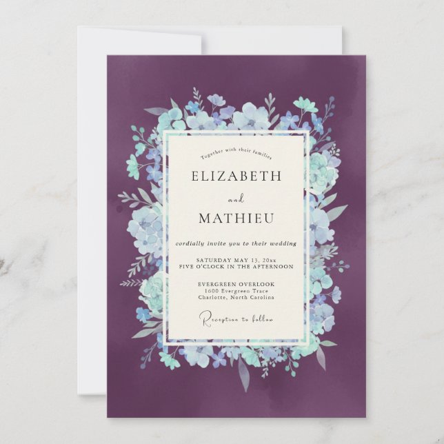 Amethyst Floral Bloom Wedding Invitation (Front)