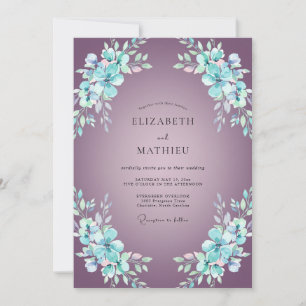 Amethyst Floral Swirl Wedding Invitation