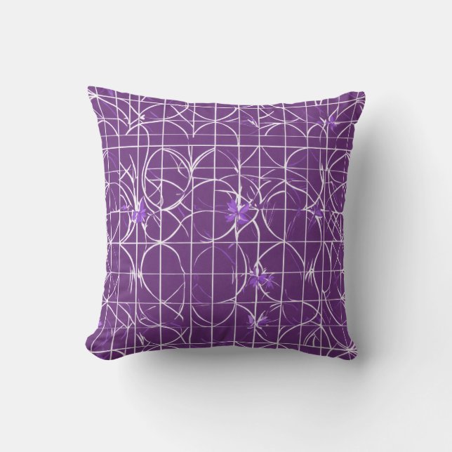 Amethyst Floral Tile Pillow – Minimalist Elegance (Front)