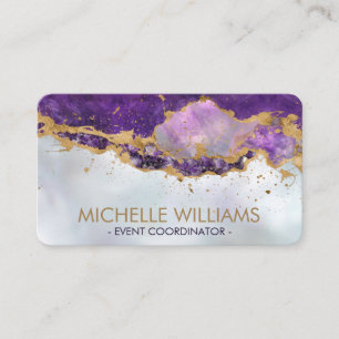 Amethyst, Fluorite and Golden splatter Abstract Business Card