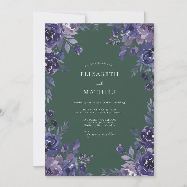 Amethyst Forest Petal Wedding Invitation (Front)