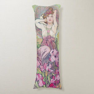 Amethyst (Four Jewels), Alphonse Mucha Body Cushion
