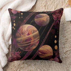 Amethyst Galaxy Planet Gold Celestial Cushion