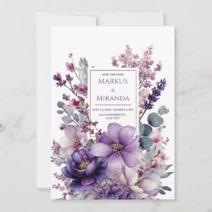 Amethyst Garden Purple and Pink Floral Wedding Invitation
