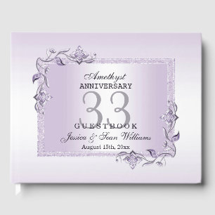 Amethyst Gem & Glitter 33rd Wedding Anniversary Guest Book