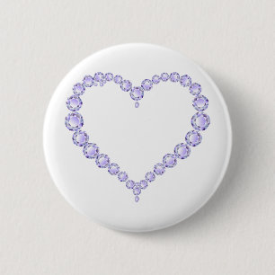 Amethyst Gem heart 6 Cm Round Badge